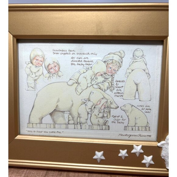 Department 56 Snowbabies "Nice To Meet You Little One" Framed Art  1998 Print  G - Picture 3 of 6
